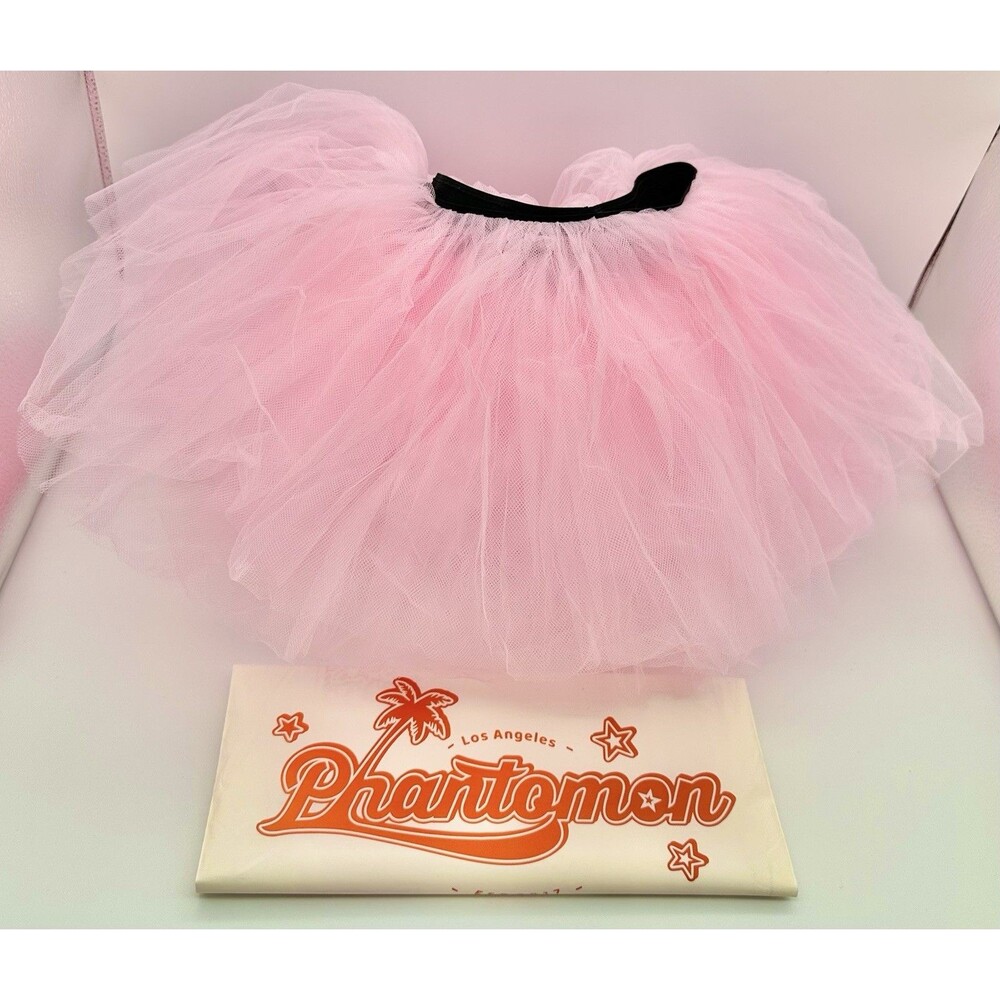 Phantomon Pink Tutu Skirt Elastic 5 Layered Tulle Ultra Fluffy Costume- One Size